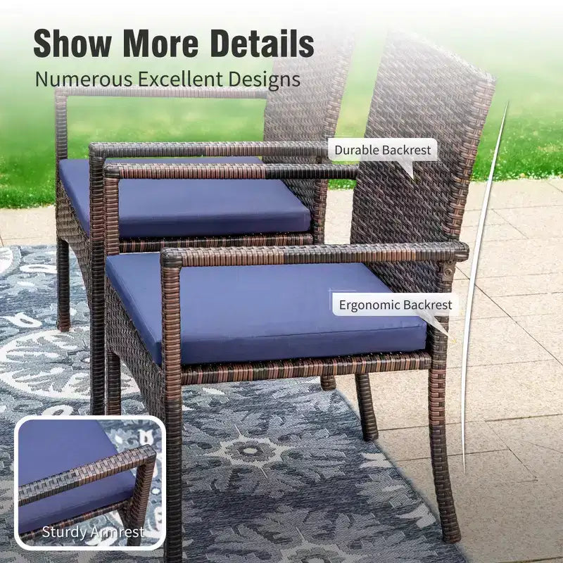 Captiva Designs 5pc Patio Dining Square Steel Fire Pit Table & Armrest Metal Frame Chairs