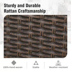 Captiva Designs Outdoor 9Pc Cast Aluminum Square Metal Dining Table with Umbrella Hole & Cushioned Wicker Rattan Chairs