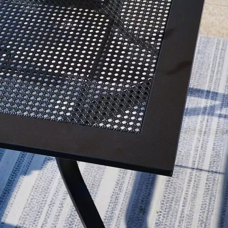 Captiva Designs 5pc Outdoor Patio Square Dining Steel Table & Swivel Sling Metal Chairs