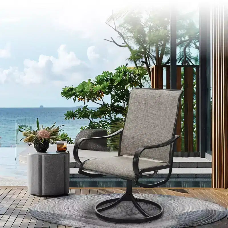 Captiva Designs 5pc Outdoor Patio Square Dining Steel Table & Swivel Sling Metal Chairs