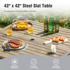 Captiva Designs 5pc Outdoor Patio Square Dining Steel Table & Swivel Sling Metal Chairs