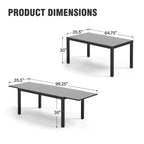 Captiva Designs 7pc Outdoor Patio Expandable Steel Dining Table & Crescent Arm Rattan Chairs