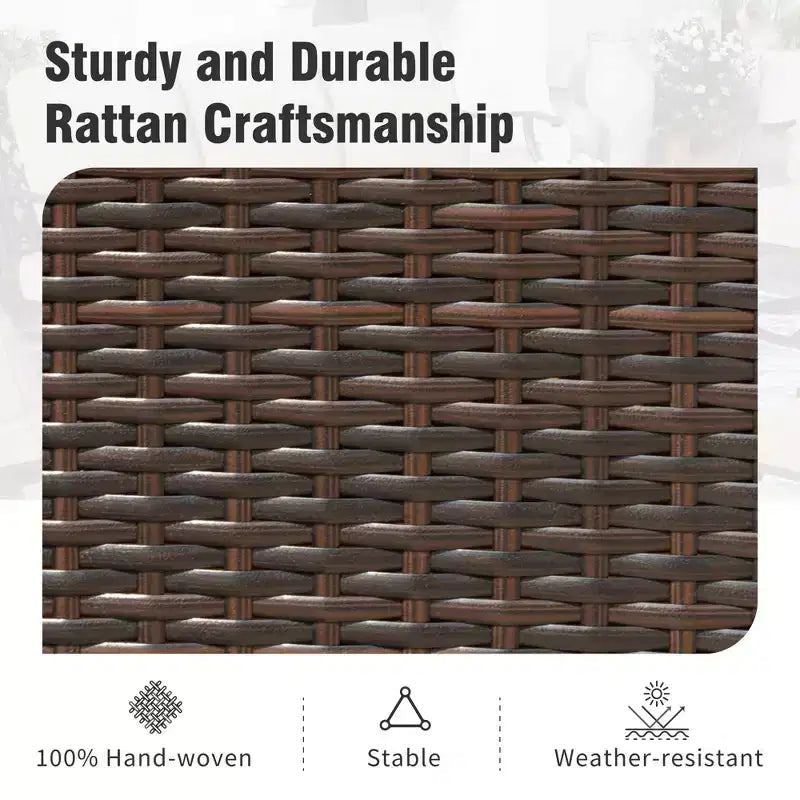 Captiva Designs 7pc Outdoor Patio Expandable Steel Dining Table & Crescent Arm Rattan Chairs