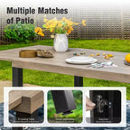 Captiva Designs 7pc Outdoor Patio Expandable Steel Dining Table & Crescent Arm Rattan Chairs