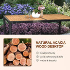 VINGLI 7 Pieces Patio Dining Set, Wicker Outdoor Dining Set for 6 Patio Furniture Set with Acacia Wood Table Outdoor Table and Chairs for Garden