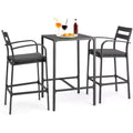VINGLI 3-Piece Outdoor Bar Set, Aluminum Bar Height Table & 2 Chairs with Cushions, Counter Height Patio Furniture for Backyard, Poolside
