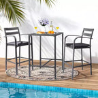 VINGLI 3-Piece Outdoor Bar Set, Aluminum Bar Height Table & 2 Chairs with Cushions, Counter Height Patio Furniture for Backyard, Poolside