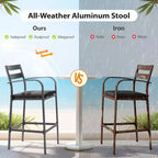 VINGLI 3-Piece Outdoor Bar Set, Aluminum Bar Height Table & 2 Chairs with Cushions, Counter Height Patio Furniture for Backyard, Poolside