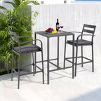 VINGLI 3-Piece Outdoor Bar Set, Aluminum Bar Height Table & 2 Chairs with Cushions, Counter Height Patio Furniture for Backyard, Poolside