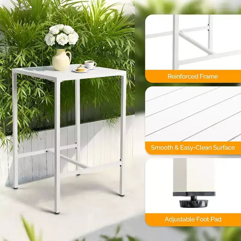 VINGLI 3-Piece Outdoor Bar Set, Aluminum Bar Height Table & 2 Chairs with Cushions, Counter Height Patio Furniture for Backyard, Poolside, Garden