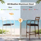 VINGLI 3-Piece Outdoor Bar Set, Aluminum Bar Height Table & 2 Chairs with Cushions, Counter Height Patio Furniture for Backyard, Poolside, Garden