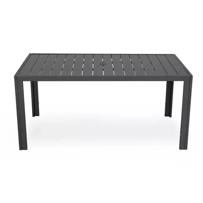 LesiureMod Chelsea 7 PCS Patio Dining Set - Outdoor Aluminum Dining Table with Umbrella Hole and Arm Chairs with Cushion