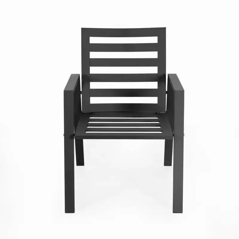 LesiureMod Chelsea 7 PCS Patio Dining Set - Outdoor Aluminum Dining Table with Umbrella Hole and Arm Chairs with Cushion