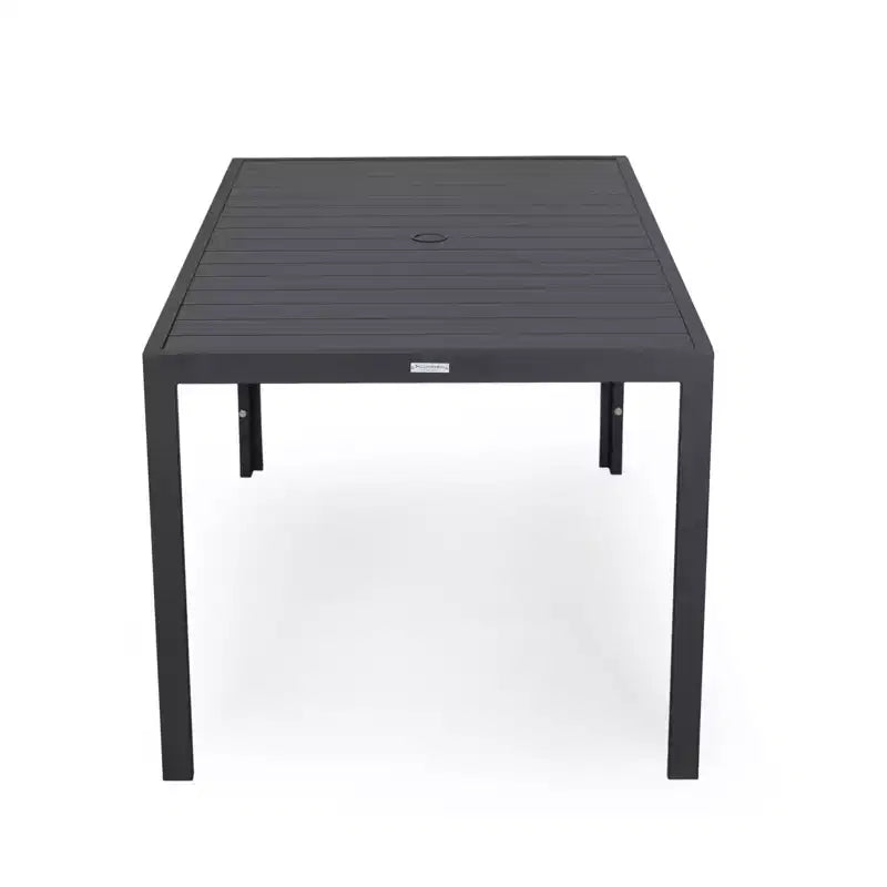 LesiureMod Chelsea 7 PCS Patio Dining Set - Outdoor Aluminum Dining Table with Umbrella Hole and Arm Chairs with Cushion