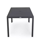 LesiureMod Chelsea 7 PCS Patio Dining Set - Outdoor Aluminum Dining Table with Umbrella Hole and Arm Chairs with Cushion