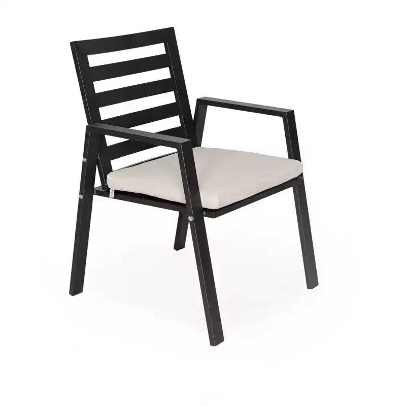 LesiureMod Chelsea 7 PCS Patio Dining Set - Outdoor Aluminum Dining Table with Umbrella Hole and Arm Chairs with Cushion