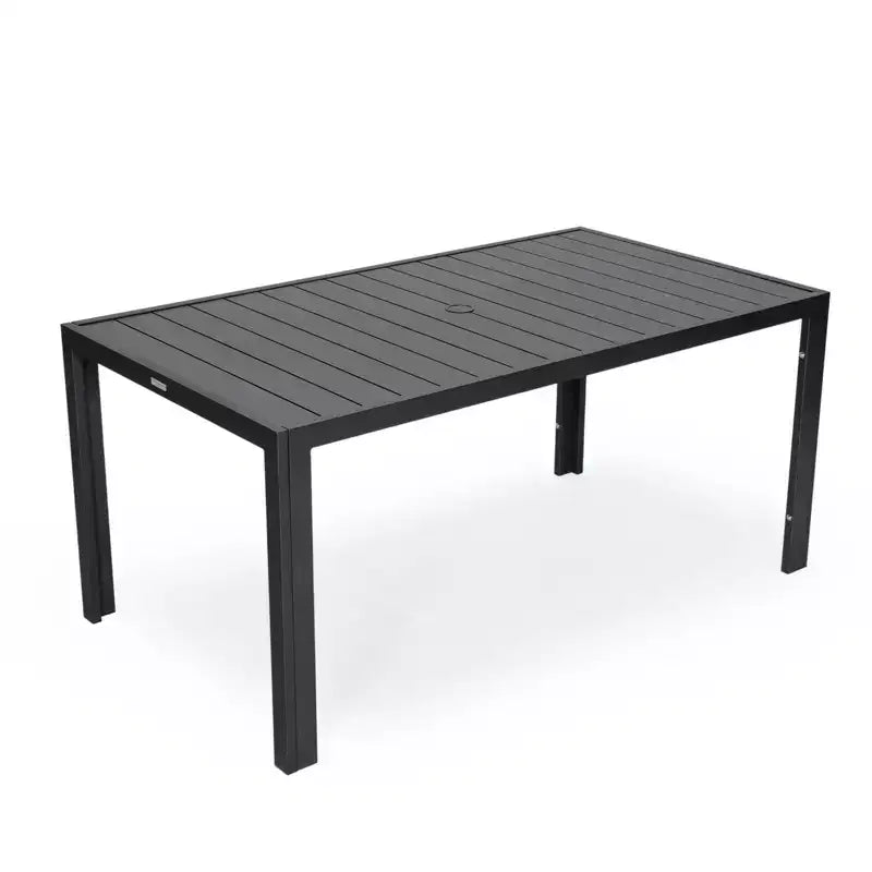 LesiureMod Chelsea 7 PCS Patio Dining Set - Outdoor Aluminum Dining Table with Umbrella Hole and Arm Chairs with Cushion