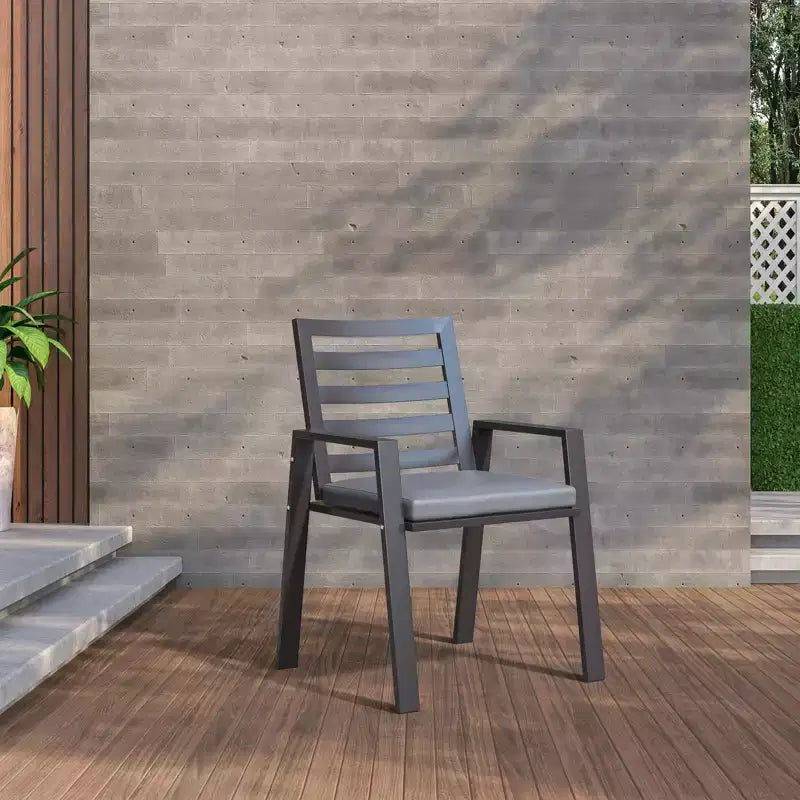 LesiureMod Chelsea 7 PCS Patio Dining Set - Outdoor Aluminum Dining Table with Umbrella Hole and Arm Chairs with Cushion