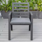LesiureMod Chelsea 7 PCS Patio Dining Set - Outdoor Aluminum Dining Table with Umbrella Hole and Arm Chairs with Cushion