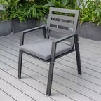 LesiureMod Chelsea 7 PCS Patio Dining Set - Outdoor Aluminum Dining Table with Umbrella Hole and Arm Chairs with Cushion