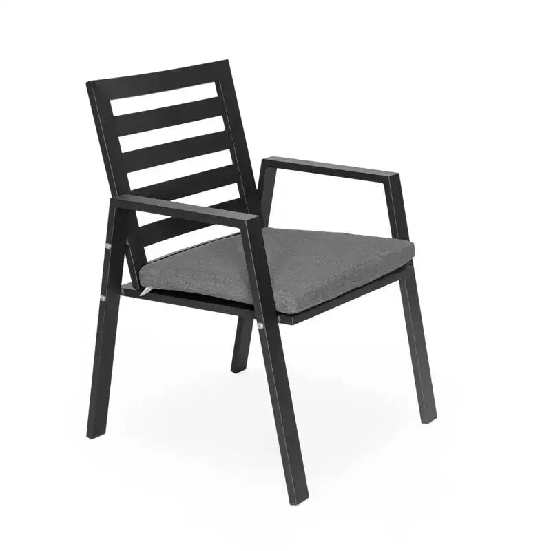 LesiureMod Chelsea 7 PCS Patio Dining Set - Outdoor Aluminum Dining Table with Umbrella Hole and Arm Chairs with Cushion