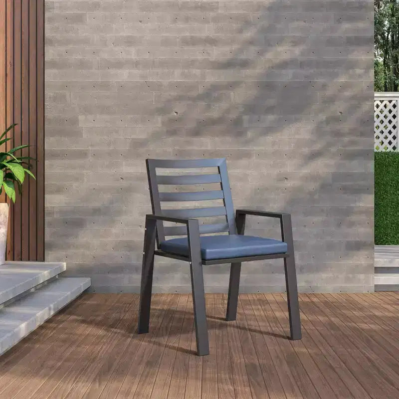 LesiureMod Chelsea 7 PCS Patio Dining Set - Outdoor Aluminum Dining Table with Umbrella Hole and Arm Chairs with Cushion