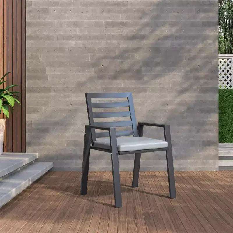 LesiureMod Chelsea 7 PCS Patio Dining Set - Outdoor Aluminum Dining Table with Umbrella Hole and Arm Chairs with Cushion
