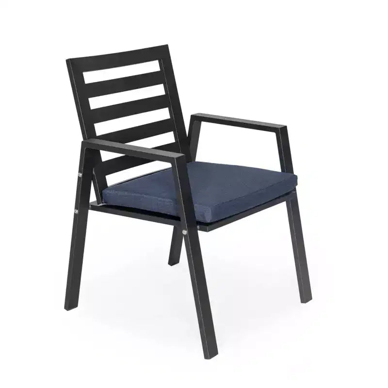 LesiureMod Chelsea 7 PCS Patio Dining Set - Outdoor Aluminum Dining Table with Umbrella Hole and Arm Chairs with Cushion