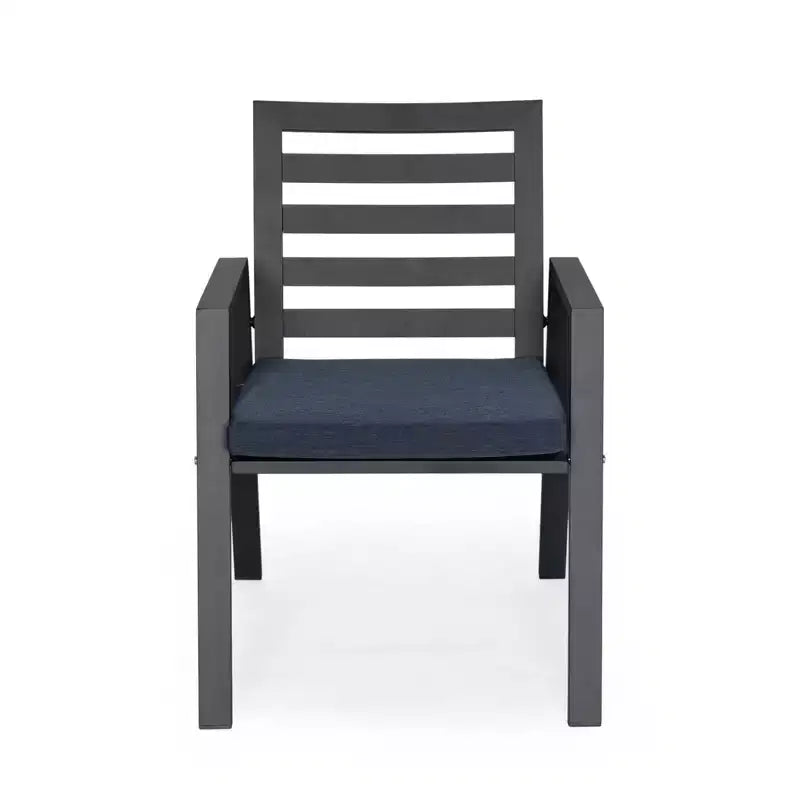 LesiureMod Chelsea 7 PCS Patio Dining Set - Outdoor Aluminum Dining Table with Umbrella Hole and Arm Chairs with Cushion