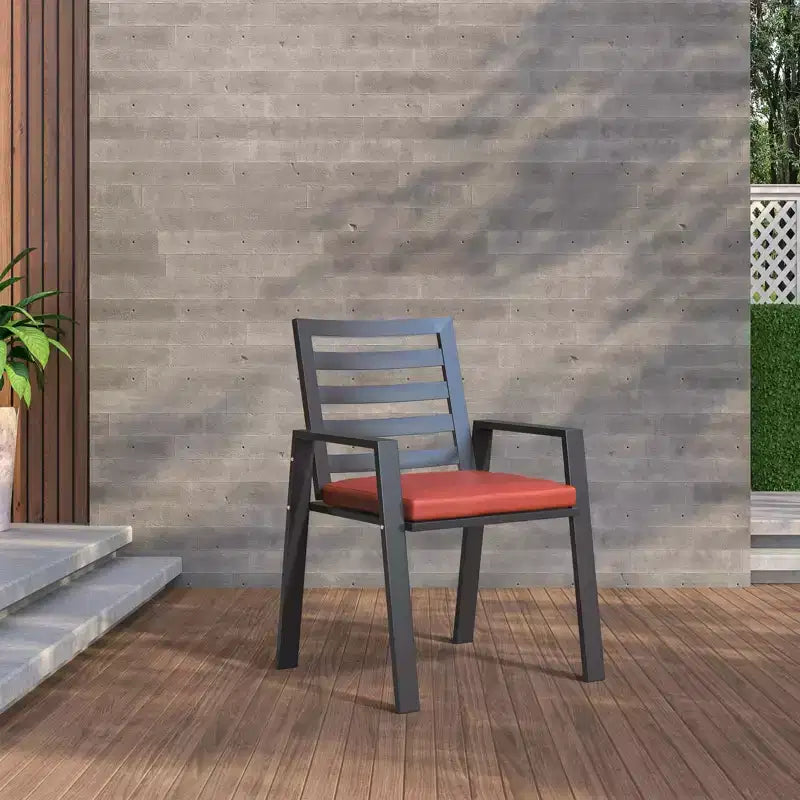 LesiureMod Chelsea 7 PCS Patio Dining Set - Outdoor Aluminum Dining Table with Umbrella Hole and Arm Chairs with Cushion