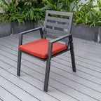 LesiureMod Chelsea 7 PCS Patio Dining Set - Outdoor Aluminum Dining Table with Umbrella Hole and Arm Chairs with Cushion