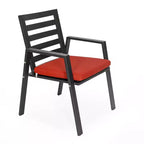 LesiureMod Chelsea 7 PCS Patio Dining Set - Outdoor Aluminum Dining Table with Umbrella Hole and Arm Chairs with Cushion