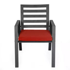 LesiureMod Chelsea 7 PCS Patio Dining Set - Outdoor Aluminum Dining Table with Umbrella Hole and Arm Chairs with Cushion