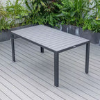 LesiureMod Chelsea 7 PCS Patio Dining Set - Outdoor Aluminum Dining Table with Umbrella Hole and Arm Chairs with Cushion