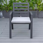 LesiureMod Chelsea 7 PCS Patio Dining Set - Outdoor Aluminum Dining Table with Umbrella Hole and Arm Chairs with Cushion
