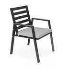 LesiureMod Chelsea 7 PCS Patio Dining Set - Outdoor Aluminum Dining Table with Umbrella Hole and Arm Chairs with Cushion