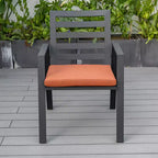 LesiureMod Chelsea 7 PCS Patio Dining Set - Outdoor Aluminum Dining Table with Umbrella Hole and Arm Chairs with Cushion