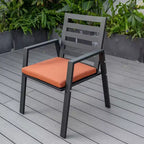 LesiureMod Chelsea 7 PCS Patio Dining Set - Outdoor Aluminum Dining Table with Umbrella Hole and Arm Chairs with Cushion