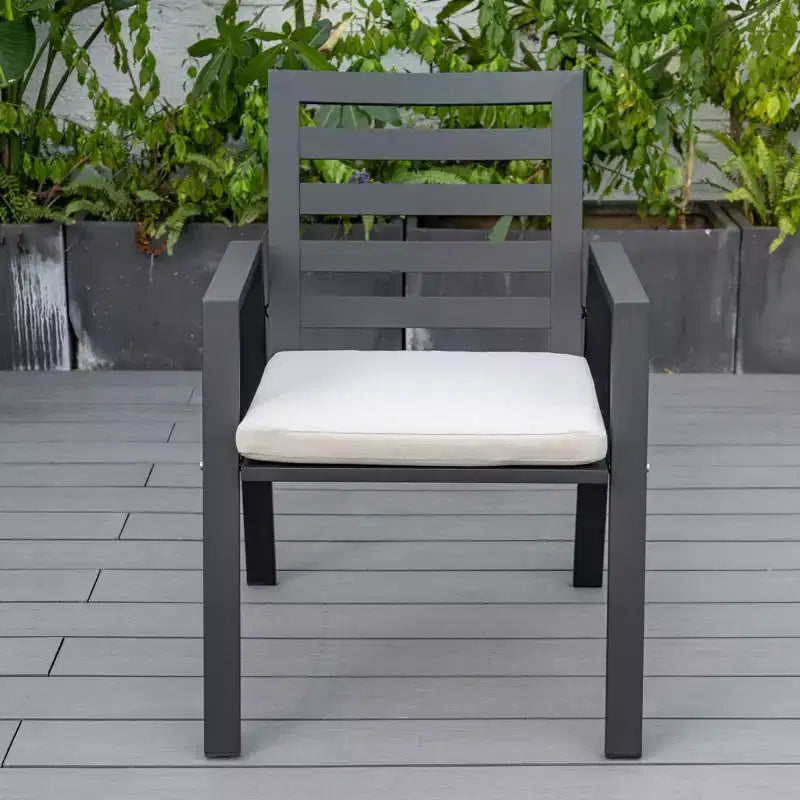 LesiureMod Chelsea 7 PCS Patio Dining Set - Outdoor Aluminum Dining Table with Umbrella Hole and Arm Chairs with Cushion