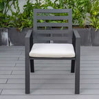 LesiureMod Chelsea 7 PCS Patio Dining Set - Outdoor Aluminum Dining Table with Umbrella Hole and Arm Chairs with Cushion