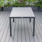 LesiureMod Chelsea 7 PCS Patio Dining Set - Outdoor Aluminum Dining Table with Umbrella Hole and Arm Chairs with Cushion