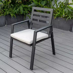 LesiureMod Chelsea 7 PCS Patio Dining Set - Outdoor Aluminum Dining Table with Umbrella Hole and Arm Chairs with Cushion
