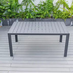 LesiureMod Chelsea 7 PCS Patio Dining Set - Outdoor Aluminum Dining Table with Umbrella Hole and Arm Chairs with Cushion