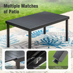 Captiva Designs 7pc Patio Dining Slat-top Expandable Rectangle Steel Table & Stylish Back Metal Chairs