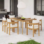 Christopher Knight Home Jada Outdoor 7 Pieces Open Slat Design Acacia Wood Dining Set with Cushion