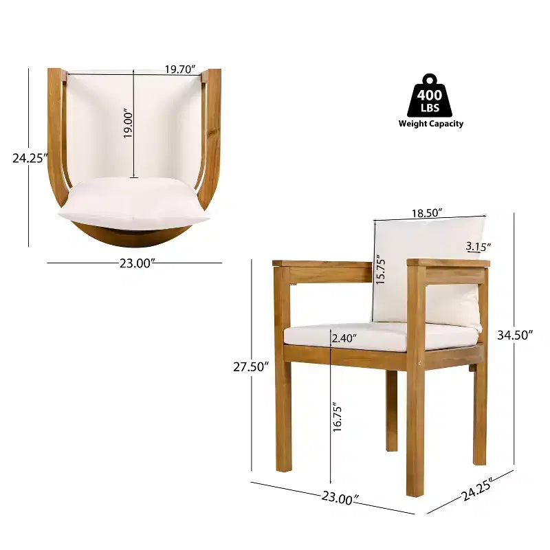 Christopher Knight Home Jada Outdoor 7 Pieces Open Slat Design Acacia Wood Dining Set with Cushion