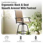 Captiva Designs 5pc Patio Slat-top Rectangle Wood-look Finished Metal Bar Table & Sling Swivel Bar Stools