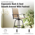 Captiva Designs 5pc Patio Slat-top Rectangle Wood-look Finished Metal Bar Table & Sling Swivel Bar Stools