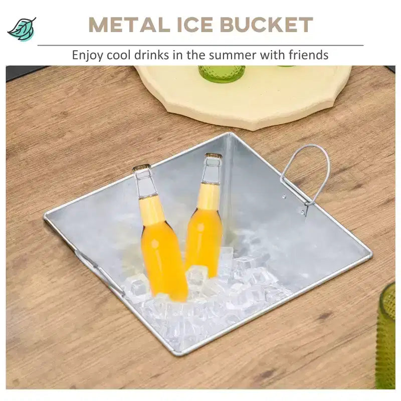 5 Piece Garden Patio Dining Set, Dinner Table with Built-in Ice Bucket Insert, 4 Rocking Chairs