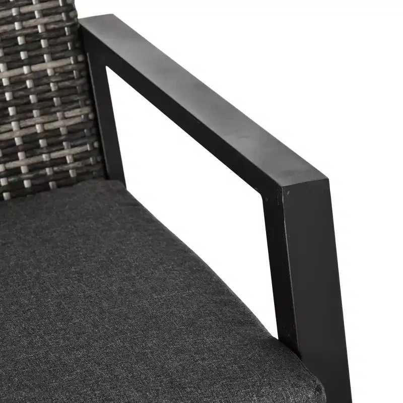 4 Piece Patio Furniture Set, 2 PE Wicker Chairs, Loveseat Sofa, Outdoor Coffee Table, Soft Cushions, Couch & Armchairs for Backyard, Garden